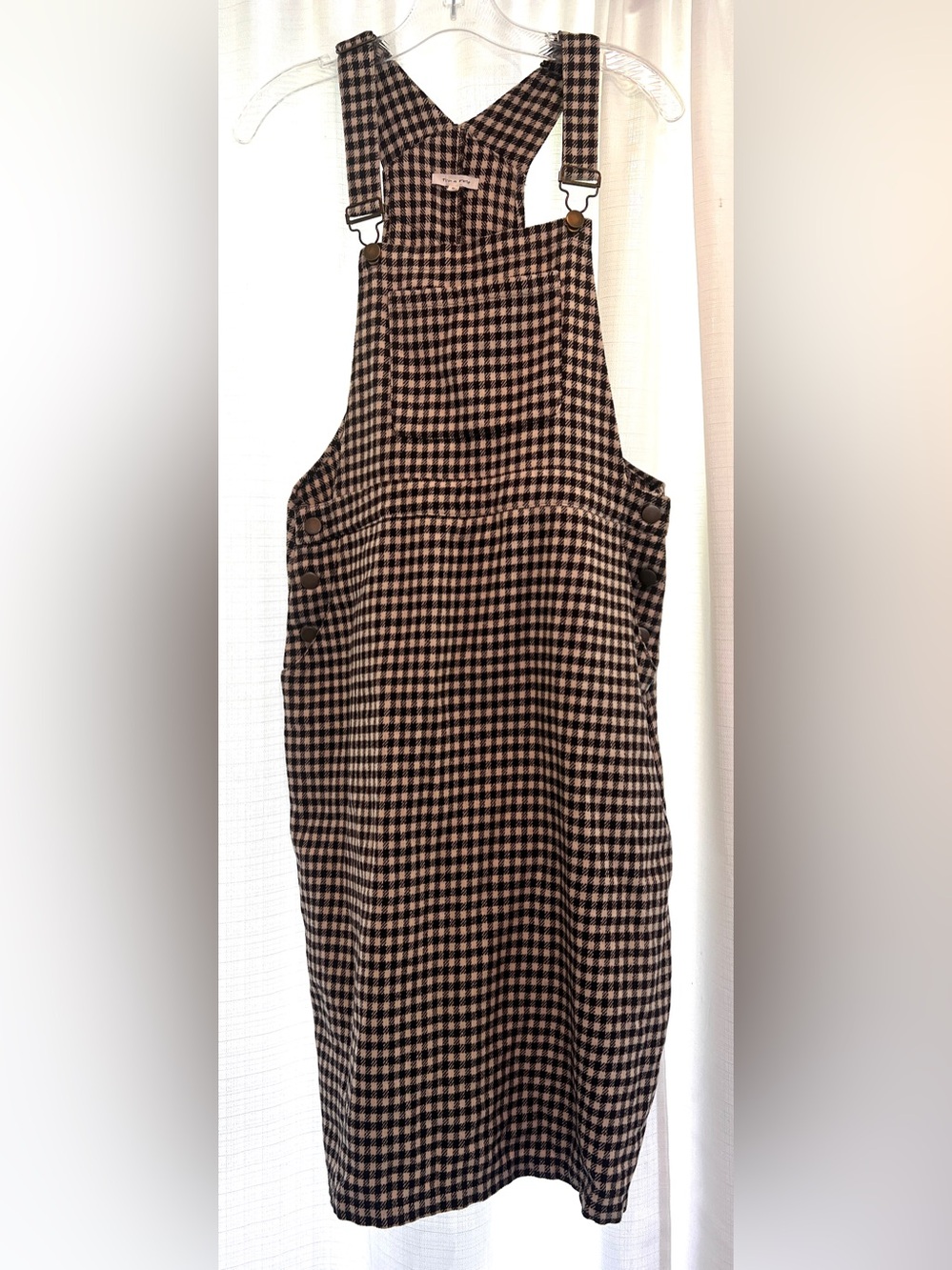 tea n rose Brown and Cream Checked Sleeveless Jumper